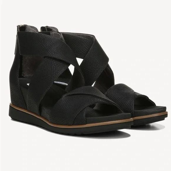 Dr. Scholl's Black Crisscross Wedge Sandals - Picture 1 of 6